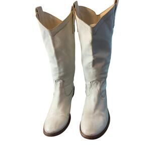 Frye leather white cowboy boots